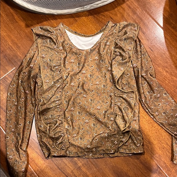 Jamie Kay Floral Ruffle Brown Rash Guard - Picture 1 of 4